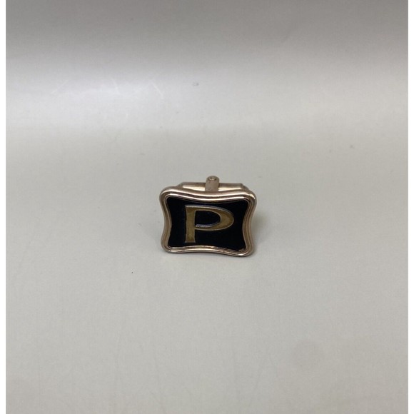 Vintage Hickok Monogram "P" Single Cufflink Rose Gold Tone / Black 1950s - Picture 2 of 7